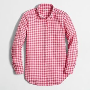 J crew factory pink gingham button down